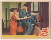 7r1320 NOTHING BUT TROUBLE LC #3 1945 Mary Boland helps Stan Laurel & Oliver Hardy sneak out window!