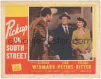 7r1350 PICKUP ON SOUTH STREET LC #2 1953 Richard Widmark & Jean Peters w/Vye in Fuller noir classic