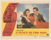 7r1355 PLACE IN THE SUN LC #3 1951 smiling portrait of Montgomery Clift & sexy Elizabeth Taylor!