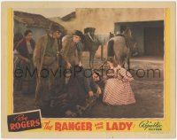 7r1370 RANGER & THE LADY LC 1940 Roy Rogers, Gabby Hayes, Julie Bishop & old man on stretcher!