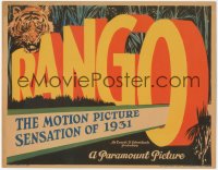 7r1371 RANGO LC 1931 Ernest B. Schoedsack, wonderful art of tiger over the title, ultra rare!