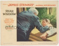 7r1379 REAR WINDOW LC #3 1954 Alfred Hitchcock, Raymond Burr pushes Jimmy Stewart out of window!