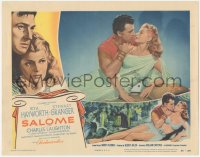 7r1407 SALOME LC #8 1953 best romantic close up of beautiful Rita Hayworth & Stewart Granger!