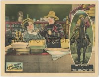 7r1417 SCRAPPIN' KID LC 1926 close up of tough cowboy Art Acord threatening guy in store!