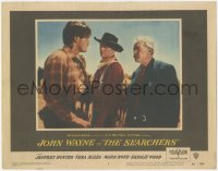 7r1421 SEARCHERS LC #2 1956 John Ford, close up of John Wayne between Jeff Hunter & Ward Bond!