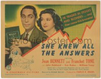 7r0782 SHE KNEW ALL THE ANSWERS TC 1941 Franchot Tone traded in stocks & blondes until Joan Bennett!