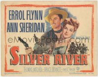 7r0784 SILVER RIVER TC 1948 handsome cowboy Errol Flynn gambles for his life & sexy Ann Sheridan!