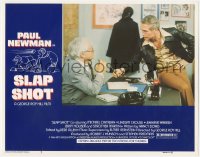 7r1443 SLAP SHOT LC #3 1977 c/u of hockey star Paul Newman sitting on Strother Martin's desk!