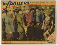 7r1463 SPOILERS LC 1930 Betty Compson & crowd of men watch Gary Cooper subdue bad guy, very rare!