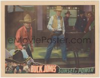 7r1479 SUNSET OF POWER LC 1935 c/u of Buck Jones & Charles Middleton with guns drawn in saloon!