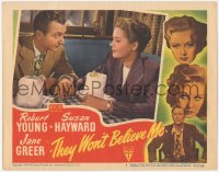 7r1493 THEY WON'T BELIEVE ME LC #5 1947 c/u of Robert Young & Jane Greer, Irving Pichel noir!