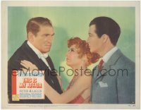 7r1498 THIS IS MY AFFAIR LC #6 R1949 sexy Barbara Stanwyck between Robert Taylor & Victor McLaglen!