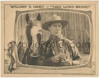 7r1504 THREE WORD BRAND LC 1921 close up of William S. Hart holding letters by his horse, rare!