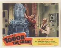 7r1514 TOBOR THE GREAT LC #8 1954 Charles Drake creating the funky robot with human emotions in lab!