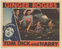 7r1518 TOM, DICK & HARRY LC 1941 Ginger Rogers & Burgess Meredith smile at Alan Marshall in car!