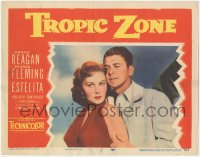 7r1530 TROPIC ZONE LC #1 1953 great close up of Ronald Reagan holding sexy Rhonda Fleming!