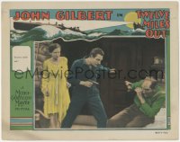 7r1534 TWELVE MILES OUT LC 1927 Joan Crawford watches John Gilbert pointing gun at Torrence, rare!