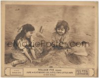 7r1537 TWO LITTLE IMPS LC 1917 adorable identical twins Jane & Katherine Lee playing in sand, rare!