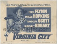 7r0819 VIRGINIA CITY TC R1951 Errol Flynn, Randolph Scott, Humphrey Bogart, Miriam Hopkins!