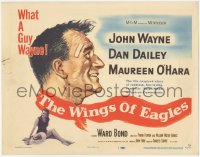 7r0829 WINGS OF EAGLES TC 1957 artwork of Air Force pilot John Wayne + sexy Maureen O'Hara!