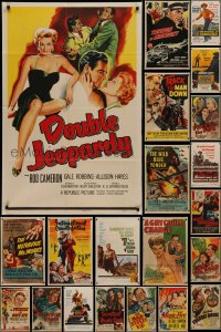 7s0356 LOT OF 30 FOLDED MOSTLY REPUBLIC ONE-SHEETS 1940s-1970s a variety of great movie images!