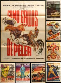 7s0243 LOT OF 13 FOLDED MEXICAN POSTERS 1960s-1970s great images from a variety of movies!