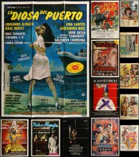 7s0244 LOT OF 13 FOLDED MEXICAN AND SPANISH POSTERS 1970s-1980s a variety of cool movie images!