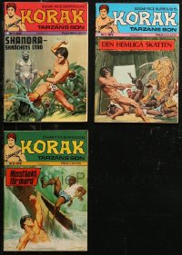 7s0298 LOT OF 3 SWEDISH KORAK COMIC BOOKS 1974 Edgar Rice Burroughs stories, first three issues!