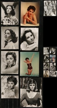 7s0698 LOT OF 25 ELIZABETH TAYLOR, HAYLEY MILLS, AND ALAN LADD REPRO PHOTOS 1980s great portraits!