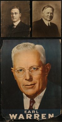 7s0005 LOT OF 3 UNFOLDED PORTRAIT POLITICAL POSTERS 1910s-1940s Franklin Roosevelt, Warren, Hoover