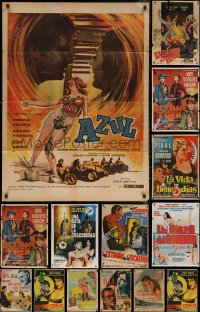 7s0239 LOT OF 16 FOLDED MEXICAN POSTERS 1950s-1980s great images from a variety of movies!