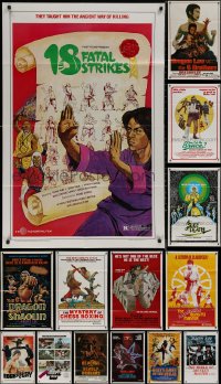 7s0374 LOT OF 18 FOLDED KUNG FU ONE-SHEETS 1970s-1980s great images from martial arts movies!