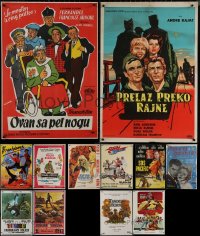 7s0129 LOT OF 12 FORMERLY FOLDED YUGOSLAVIAN POSTERS 1950s-1970s a variety of cool movie images!