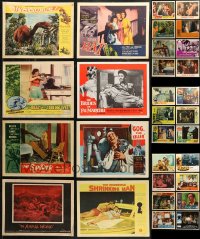 7s0481 LOT OF 30 HORROR/SCI-FI LOBBY CARDS 1950s-1980s scenes from a variety of scary movies!