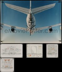 7s0089 LOT OF 5 UNFOLDED AVIATION SPECIAL POSTERS 1970s cool airplane control schematics & more!
