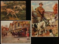 7s0111 LOT OF 3 UNFOLDED HUNTING SPECIAL POSTERS 1950s great art of hunters & their dogs!