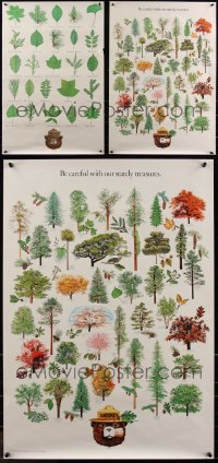 7s0112 LOT OF 3 UNFOLDED SMOKEY BEAR 20X28.5 SPECIAL POSTERS 1980 how to identify plants & trees!