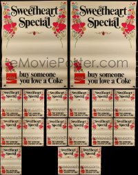 7s0117 LOT OF 21 UNFOLDED COCA-COLA VALENTINE'S DAY 18X24 ADVERTISING POSTERS 1970s for your love!