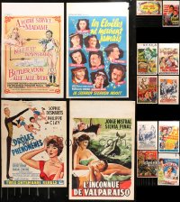 7s0105 LOT OF 14 FORMERLY FOLDED BELGIAN POSTERS 1950s a variety of movie images!