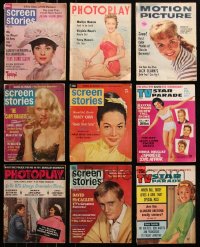 7s0540 LOT OF 9 MOVIE MAGAZINES 1950s-1960s filled with great celebrity images & articles!