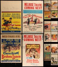 7s0038 LOT OF 16 WINDOW CARDS 1940s-1950s great images from a variety of different movies!