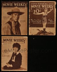 7s0559 LOT OF 3 MOVIE WEEKLY MAGAZINES 1921-1923 William S. Hart, Theda Bara, Jackie Coogan!