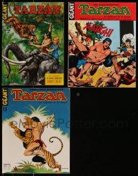 7s0299 LOT OF 3 FRENCH TARZAN COMIC BOOKS 1971-1972 Edgar Rice Burroughs stories, cool cover art!