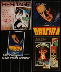 7s0561 LOT OF 4 HERITAGE CALENDARS AND AUCTION CATALOGS 2015-2018 great movie poster images!