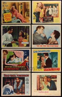 7s0518 LOT OF 8 LOBBY CARDS FEATURING SEXY WOMEN 1940s-1950s Anita Ekberg, Rita Hayworth & more!