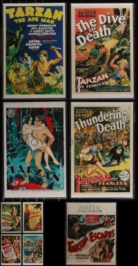 7s0024 LOT OF 13 TARZAN REPRODUCTION MOVIE POSTERS IN 11X17 SLEEVES 1980s all the best jungle art!