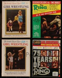 7s0555 LOT OF 4 WRESTLING MAGAZINES 1960s-1990s filled with great images & articles!