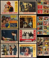 7s0483 LOT OF 30 1940S-60S SWASHBUCKLER AND SPECTACULAR LOBBY CARDS 1940s-1960s great movie scenes!