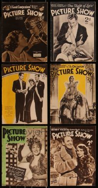 7s0548 LOT OF 6 PICTURE SHOW 1933-38 ENGLISH MOVIE MAGAZINES 1933-1938 great images & articles!