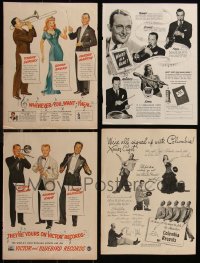 7s0229 LOT OF 4 MUSIC PERSONALITY MAGAZINE ADS 1940s Glenn Miller, Dinah Shore, Ellington & more!